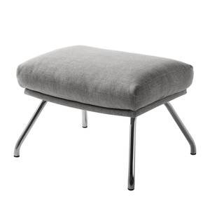 Pouf repose-pieds Hepburn II Tissu - Tissu Milan : Gris clair - Chrome brillant