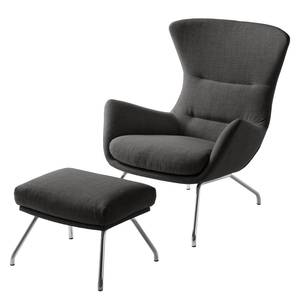 Fauteuil Hepburn II Tissu - Tissu Milan : Anthracite - Chrome brillant