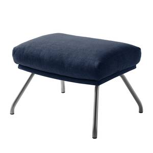 Pouf repose-pieds Hepburn II Tissu - Chrome mat - Tissu Milan Bleu foncé - Tissu Milan : Bleu foncé - Chrome mat