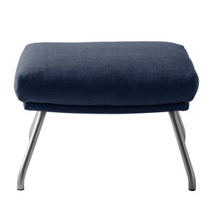 Pouf repose-pieds Hepburn II Tissu - Chrome mat - Tissu Milan Bleu foncé - Tissu Milan : Bleu foncé - Chrome mat