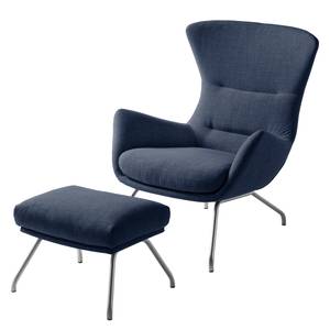 Sessel Hepburn II Webstoff Milan: Dunkelblau - Chrom matt