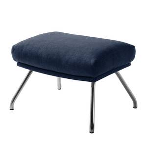 Pouf repose-pieds Hepburn II Tissu - Tissu Milan : Bleu foncé - Chrome brillant