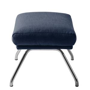 Pouf repose-pieds Hepburn II Tissu - Chrome - Tissu Milan Bleu foncé - Tissu Milan : Bleu foncé - Chrome brillant