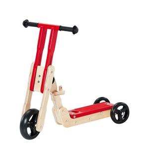 Trottinette enfant 2 en 1 Theo Bouleau massif Naturel / Rouge