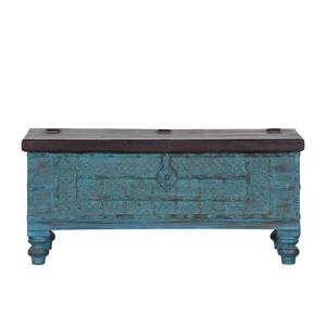Coffre Watergate Manguier massif et bois recyclé- Turquoise / Bleu