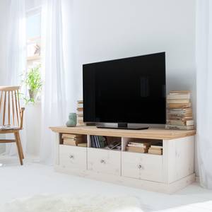 Tv-lowboard Lyngby massief grenenhout - Wit grenenhout / Grenenhout