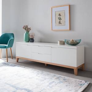 Buffet Blomquist I Blanc mat / Placage chêne rouge