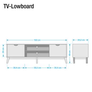 TV-Lowboard Brekille Weiß / Eiche