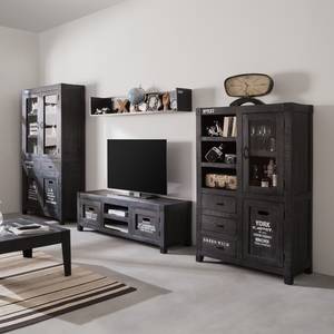 Tv-meubel Keyport II massief mangohout - asgrijs/zwart