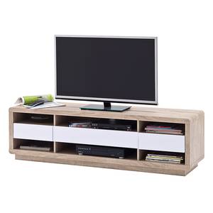 Tv-meubel Lester -onbewerkt eikenhouten onbewerkt eikenhouten look/hoogglans wit