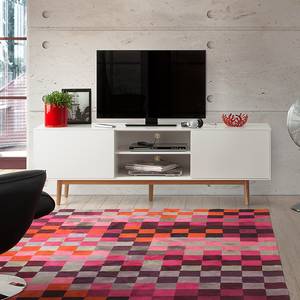 Tv-meubel LINDHOLM deels massief eikenhout - Wit/eikenhout - Wit - 180 x 45 cm