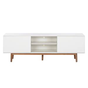 Meuble TV LINDHOLM Partiellement en chêne massif - Blanc / Chêne - Blanc - 180 x 45 cm