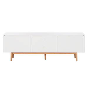 Meuble TV LINDHOLM Partiellement en chêne massif - Blanc - 180 x 45 cm