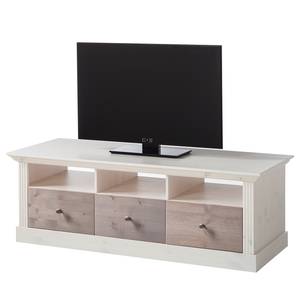 Meuble TV Lyngby Pin massif - Blanc / Pin truffier