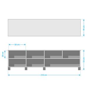 Meuble TV Margherita II Blanc brillant - Largeur : 210 cm