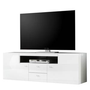 TV-Lowboard Matane Hochglanz Weiß / Schwarz - Breite: 160 cm