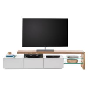 Tv-meubel Molios deels massief eikenhout - wit/eikenhout - Wit/eikenhout
