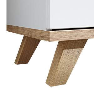 Tv-meubel Neston deels massief eikenhout - Mat wit/Sanremo eikenhouten look
