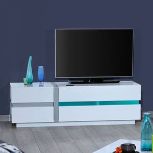 Meuble TV Sacile (avec éclairage) Blanc brillant - Largeur : 150 cm