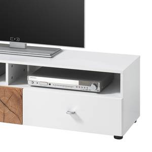 Tv-meubel Sibo hoogglans wit/eikenhouten look