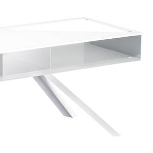 Meuble TV Smart TV Verre / Aluminium - Blanc / Argenté