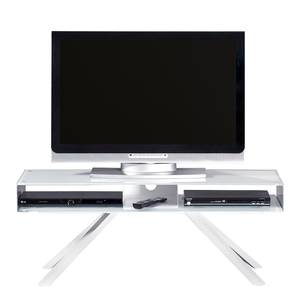 TV-Lowboard Smart TV Glas / Aluminium - Weiß / Silber