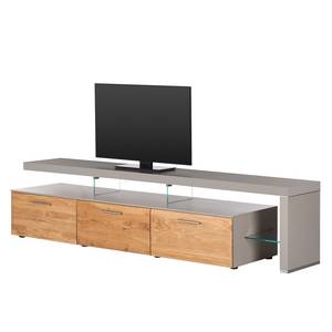 Tv-meubel Solano II Knoesteikenhout/platina bruin - Rechts uitlijnen - Zonder verlichting