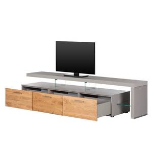 Tv-meubel Solano II Knoesteikenhout/platina bruin - Rechts uitlijnen - Zonder verlichting
