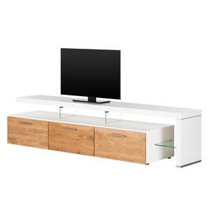 Tv-meubel Solano II Knoesteikenhout/wit - Rechts uitlijnen - Zonder verlichting