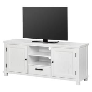 Meuble TV South Hampton II Acacia partiellement massif - Blanc