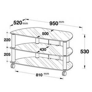 TV-Rack CU-SR 910/ 1060 Aluminium/Klarglas - Breite: 95 cm