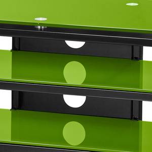 Meuble TV Rack Jared I Noir / Verre vert - Largeur : 110 cm