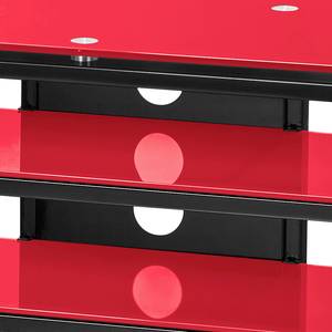 Meuble TV Rack Jared I Noir / Verre rouge - Largeur : 110 cm