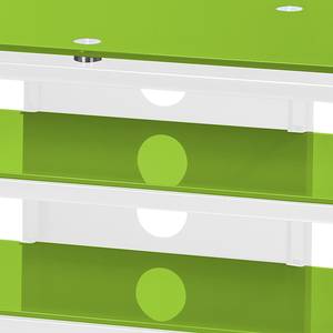 Meuble TV Rack Jared I Blanc / Verre vert - Largeur : 110 cm