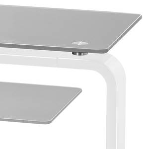 Mobiletto TV Jared I Bianco / Vetro grigio platino - Larghezza: 110 cm