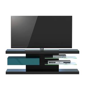 Meuble TV SL 660 Avec éclairage - Noir / Bleu pétrole