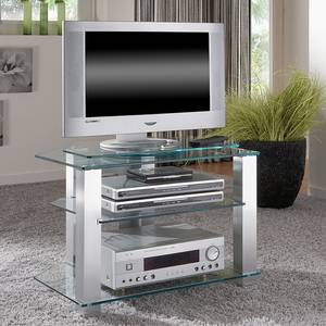 TV-Rack Turn 1 Metall - Durchsichtig - Glas - 70 x 50 x 50 cm