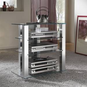 TV-Rack Turn 3 Metall - Durchsichtig - Glas - 70 x 77 x 50 cm