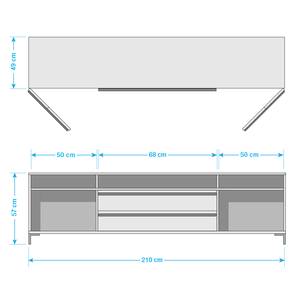 Tv-kast Cupar incl. verlichting - Mat wit - Breedte: 210 cm