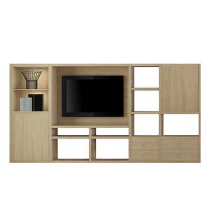 Tv-wand Emporior I inclusief verlichting - Eikenhouten look