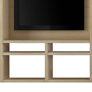 Tv-wand Emporior I inclusief verlichting - Wit/eikenhouten look