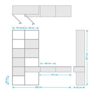 TV-Wand Emporior IV Cremeweiß - Breite: 249 cm