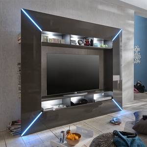 Tv-lowboard Motosu (incl. verlichting) hoogglans grijs - grijs