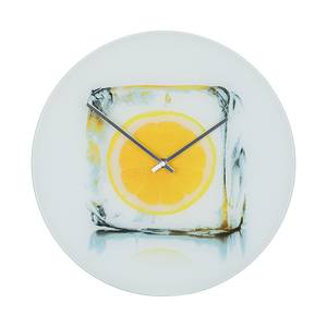 Wandklok Icy Lemon Wit - Geel - Glas - Diepte: 3.6 cm
