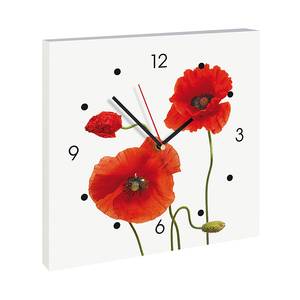 Uhr Klatschmohn Rot - Holzwerkstoff - 28 x 28 x 2.1 cm