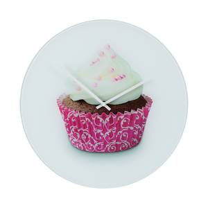 Wandklok Pink Muffin Roze - Wit - Glas - Diepte: 3.6 cm