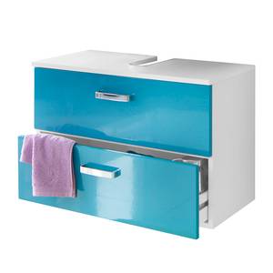 Meuble sous-vasque a-qua Turquoise brillant / Blanc