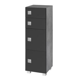 Armoire basse Genf Noir / Gris 2 portes tiroirs