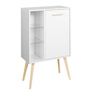 Armoire basse Oslo II Partiellement en bouleau massif - Blanc mat