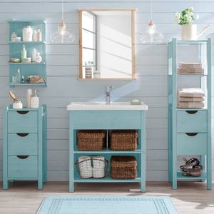 Armoire basse Paulina Pin massif - Turquoise